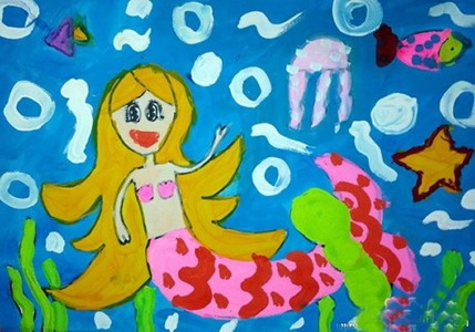海底世界创意儿童画美人鱼