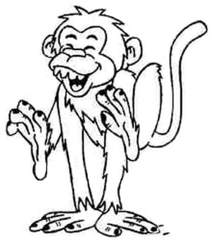 幼儿猴子简笔画：哈哈大笑的猴子