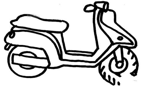 简单的踏板摩托车简笔画