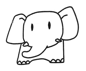 一组可爱调皮的大象简笔画图片
