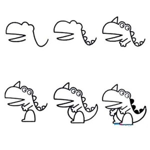 儿童怎么画恐龙的简笔画教程