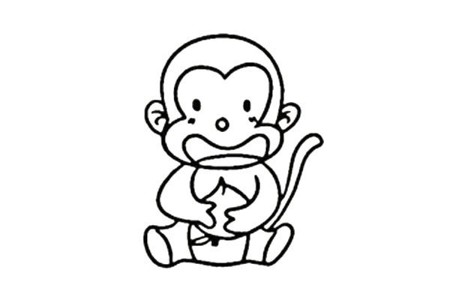 抱着桃子的小猴子