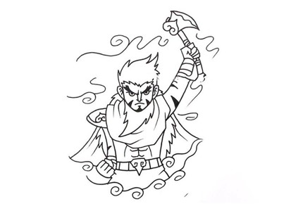 神话人物系列：盘古简笔画图片