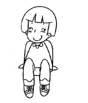 女孩简笔画:坐在地上的小女孩