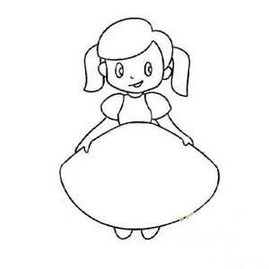 小女孩简笔画:穿裙子的女孩