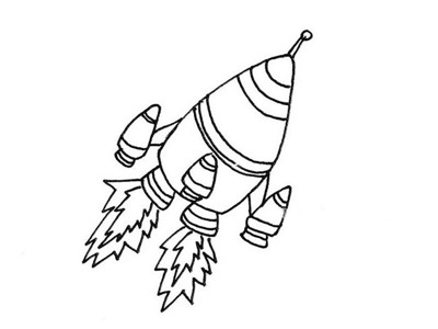 【火箭的简笔画】起飞的火箭简笔画图片