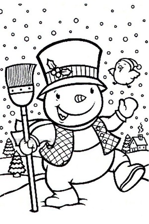 拿着扫帚的雪人简笔画