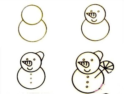 幼儿关于雪人的简笔画画法教程