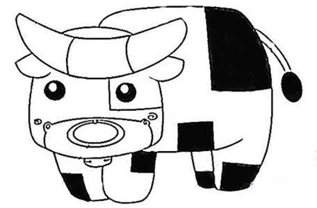 儿童可爱的卡通奶牛简笔画