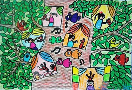 绿色梦想家园儿童画