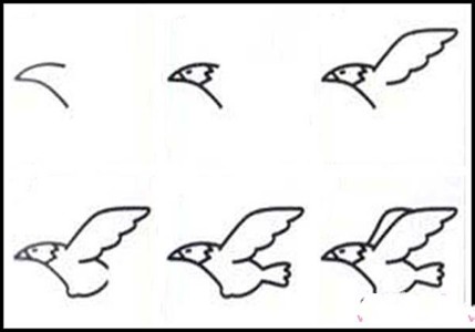 儿童关于老鹰的简笔画画法教程