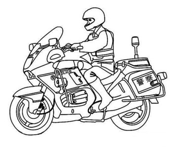 少儿摩托车警车简笔画图片