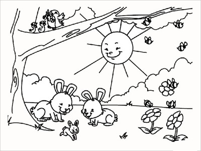 小兔子找春天简笔画图片