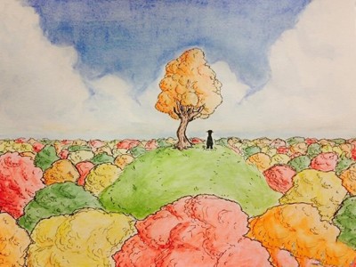 秋天的风景儿童画图片