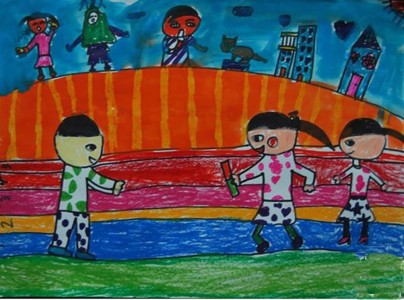 春季校园运动会儿童画
