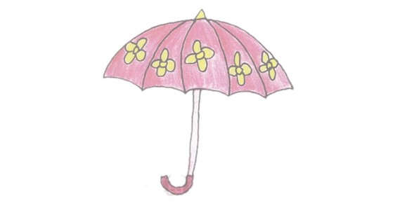 漂亮的雨伞简笔画画法步骤图解教程
