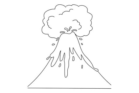 火山怎么画简笔画画法图片
