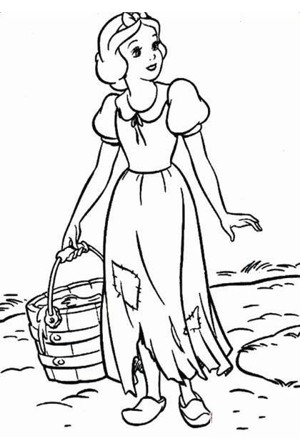 少儿白雪公主简笔画图片：干农活的白雪公主