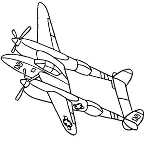 军用飞机简笔画大全 洛克希德P-38闪电