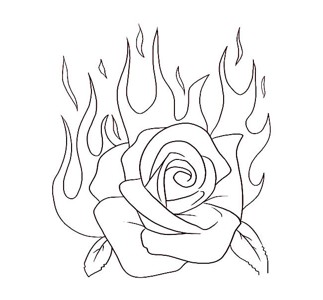 燃烧的火焰玫瑰花简笔画