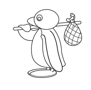 企鹅简笔画：挑着行李的企鹅