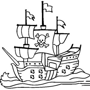 海盗船简笔画图片