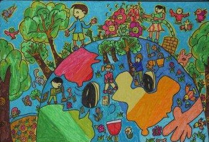 世界地球日争当地球环保小卫士儿童绘画