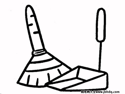 清扫工具简笔画：扫帚和簸箕