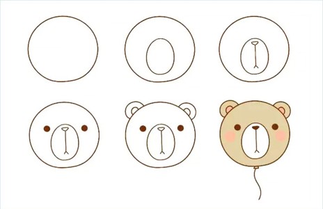 画一个可爱的动物气球简笔画 -- 小熊