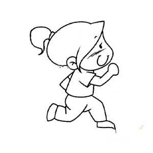 女孩儿跑步画最简单图片