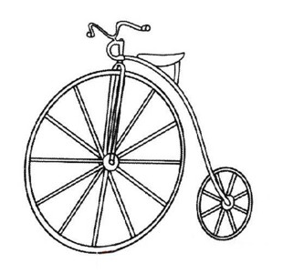 儿童大小轮自行车简笔画图片