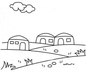 蒙古族的房子简笔画图片