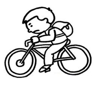 学生骑自行车上学简笔画图片