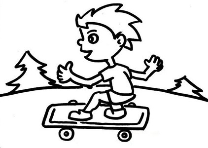 幼儿学画人物 玩滑板的小男孩