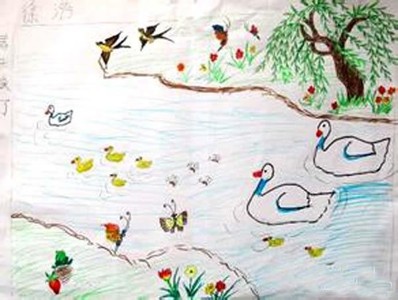 儿童画春天里的一幅画