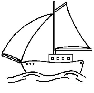 儿童简笔画：大海中航行的帆船