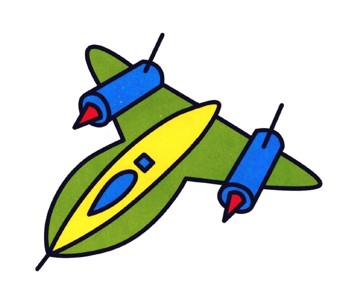 战斗机简笔画彩色图片 幼儿学画涂色的战斗机简笔画