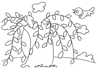 柳树简笔画植物 柳树植物简笔画步骤图片大全