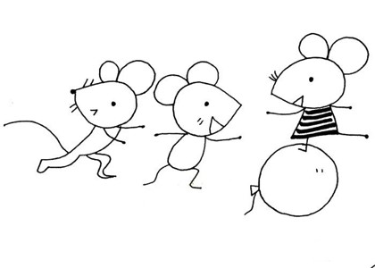 一群小老鼠在玩气球