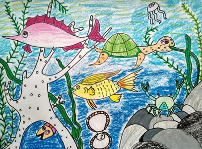 金奖海底世界儿童画作品