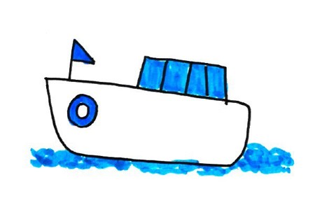 清新海洋风格游艇简笔画