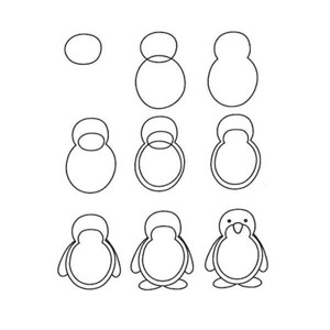 企鹅简笔画的画法教程