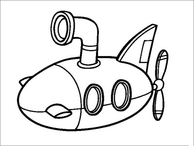 卡通潜水艇简笔画
