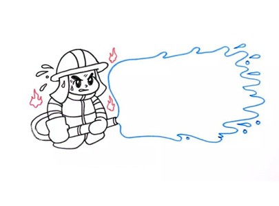 救火的消防员简笔画