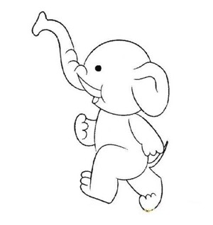 卡通小象简笔画：奔跑的小象
