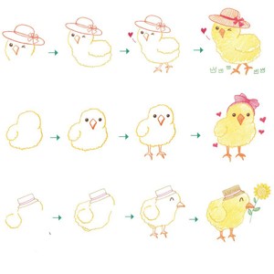 三种小鸡的简笔画画法步骤图