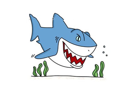 2张凶猛的鲨鱼简笔画图片