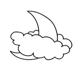 幼儿月亮简笔画图片：云中的月亮