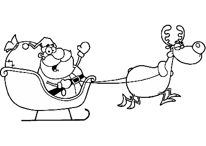 圣诞老人和雪橇简笔画图片