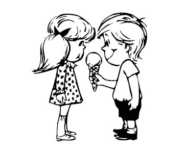 小人吃冰淇淋简笔画图片